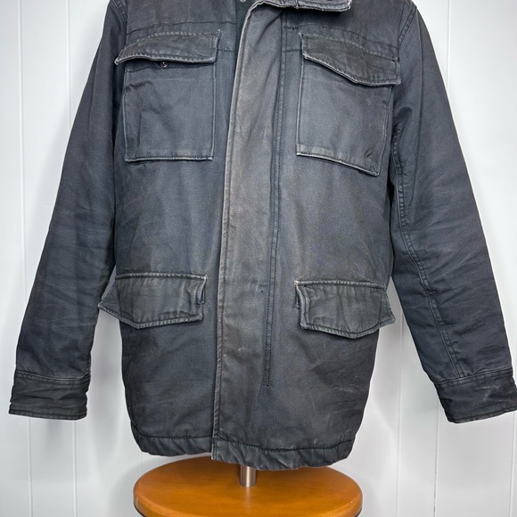 American Eagle Black Sherpa Lined Military Jacket - Canvas barn chore - Picture 7 of 12